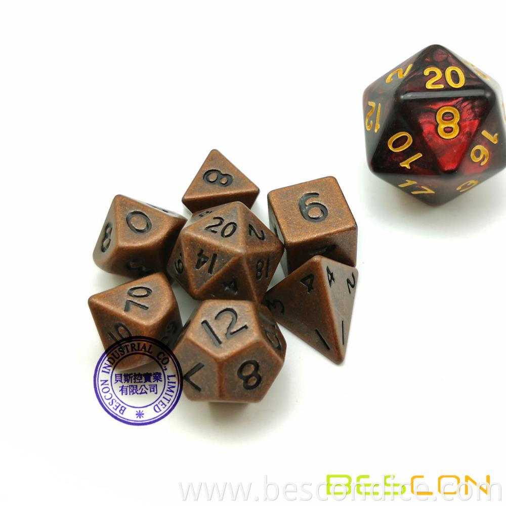 Mini Dice Set Tiny Small Metal Dnd Dice Set Antique Copper 5